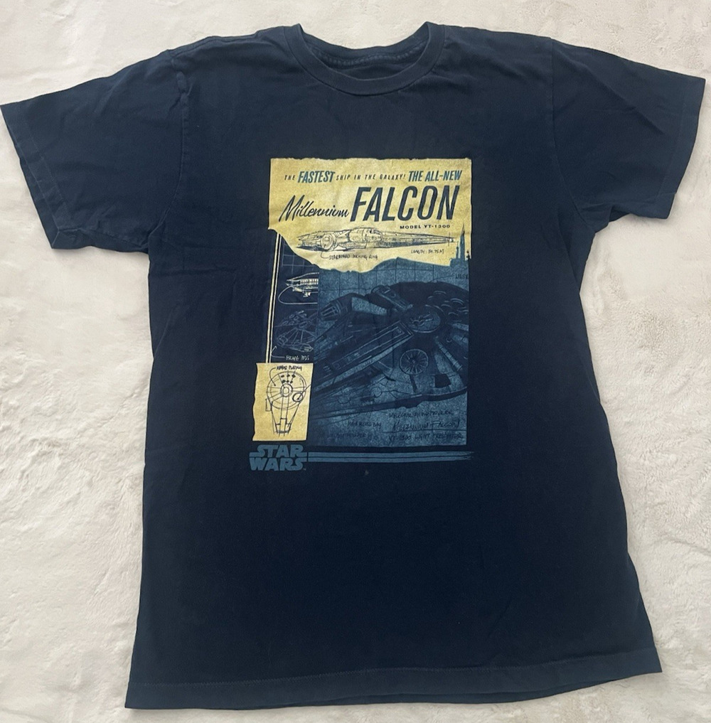 Star Wars Millennium Falcon T Shirt Mens Small Black Graphic Tee ThinkGeek Top